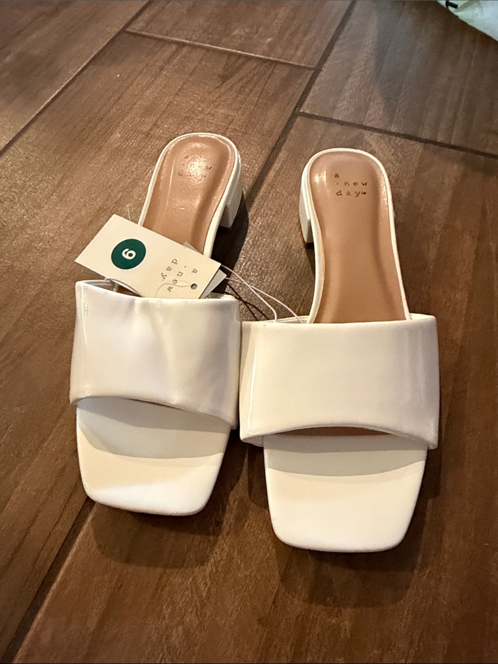 a new day White Padded Square Toe Slide Heel